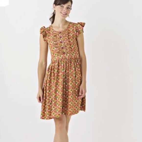 MATILDA JANE Women's Character Counts Orange Floral Mini Dress Small Retro Boho - Picture 1 of 15